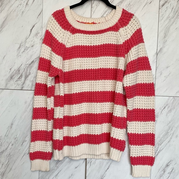 3/$60 Joe Fresh Chunky Knit Coral Stripe Sweater SZ XL - Picture 1 of 5